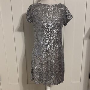 Cable & Gauge Shimmering Silver Mini Dress